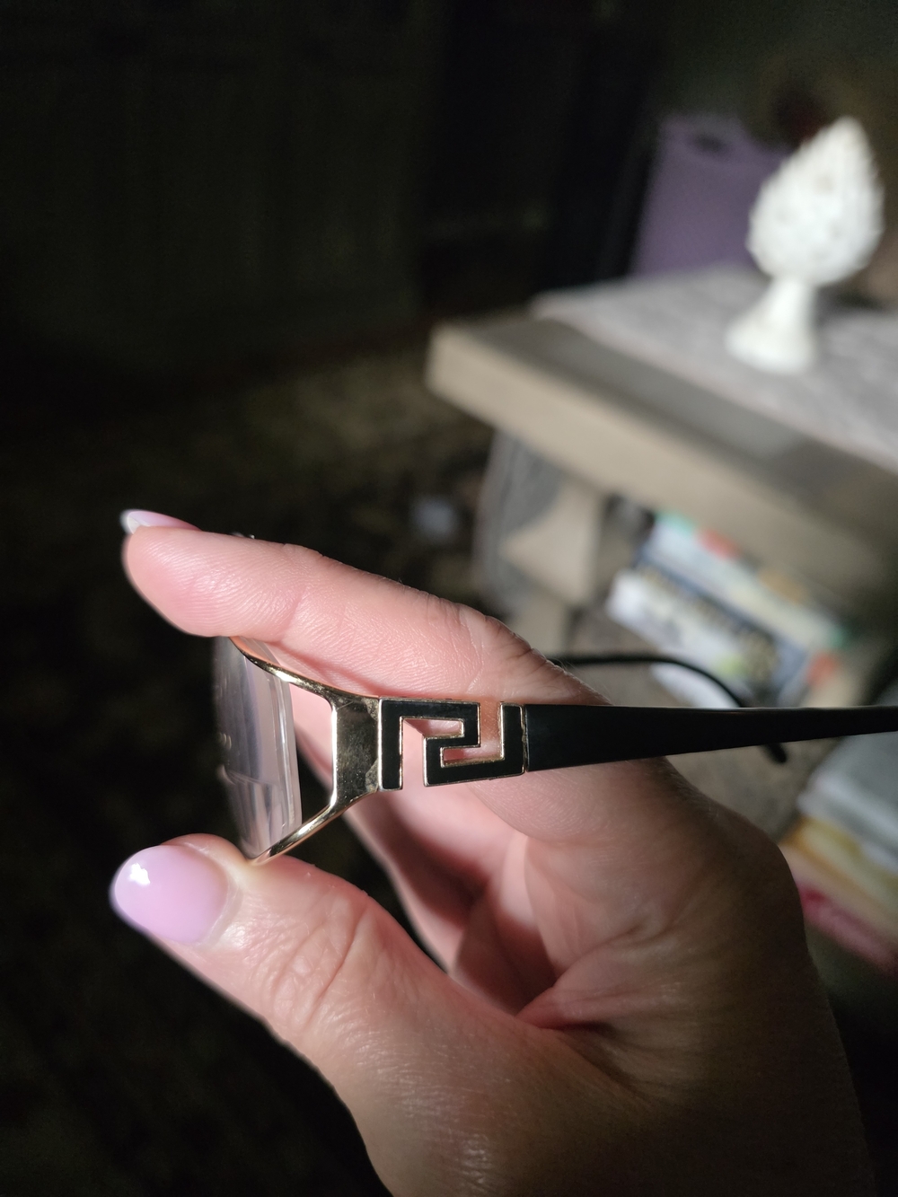 Versace Gold Rim Rectangular Eyeglasses - Picture 2 of 5
